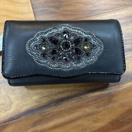BRIGHTON,ANJU JEWELED BEADED FLAP WALLET,BLK