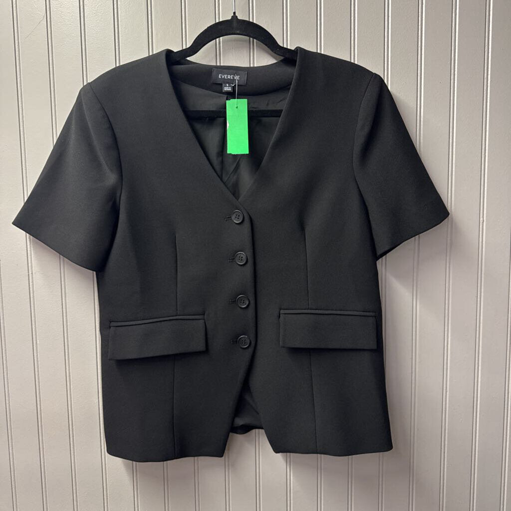BUTTON BLAZER TOP ,BLK,S