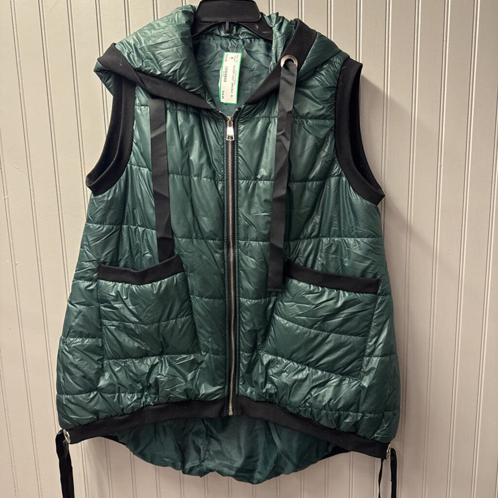 OS PUFF VEST ,GRN BLK ,XL