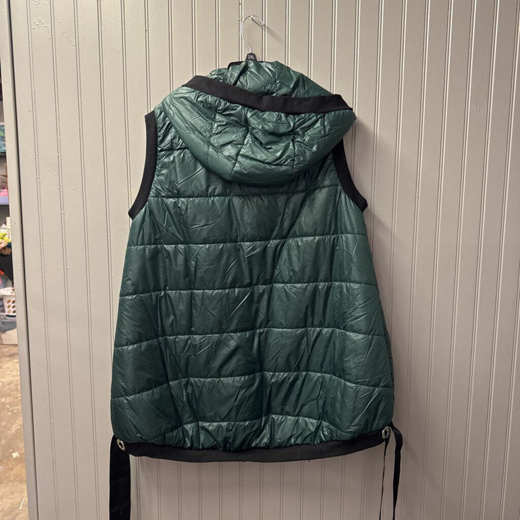 OS PUFF VEST ,GRN BLK ,XL