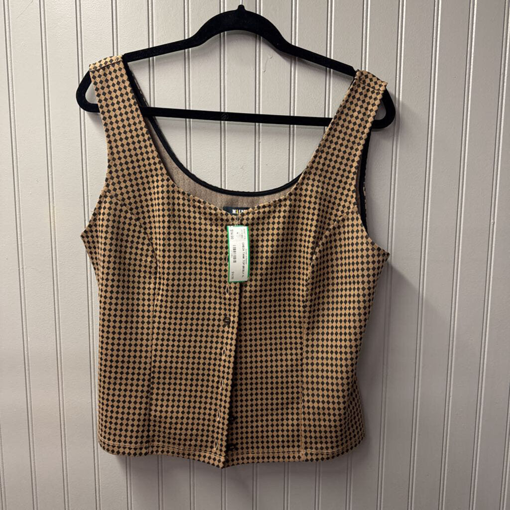 CHECK TANK TOP,BR/BLK,XL