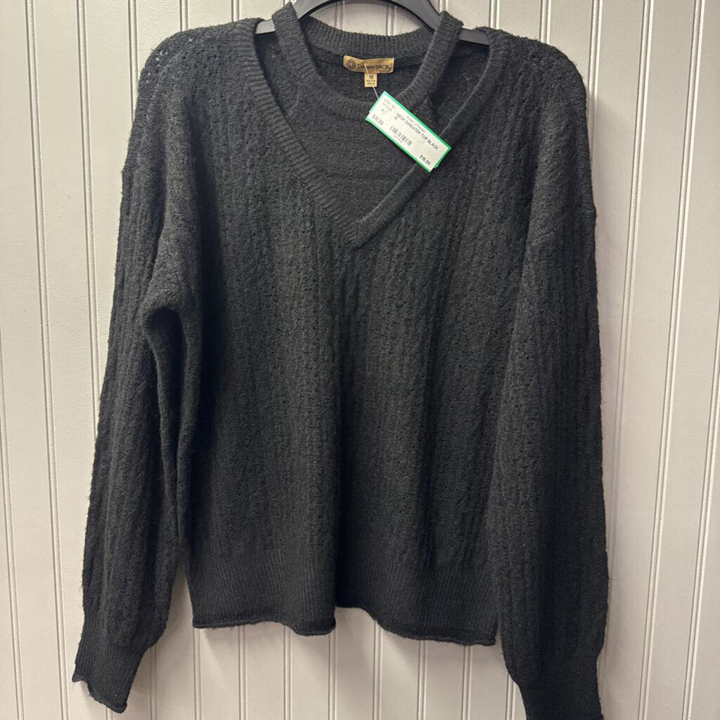 DEMOCRACY, NECK SWEATER TOP,BLACK,M