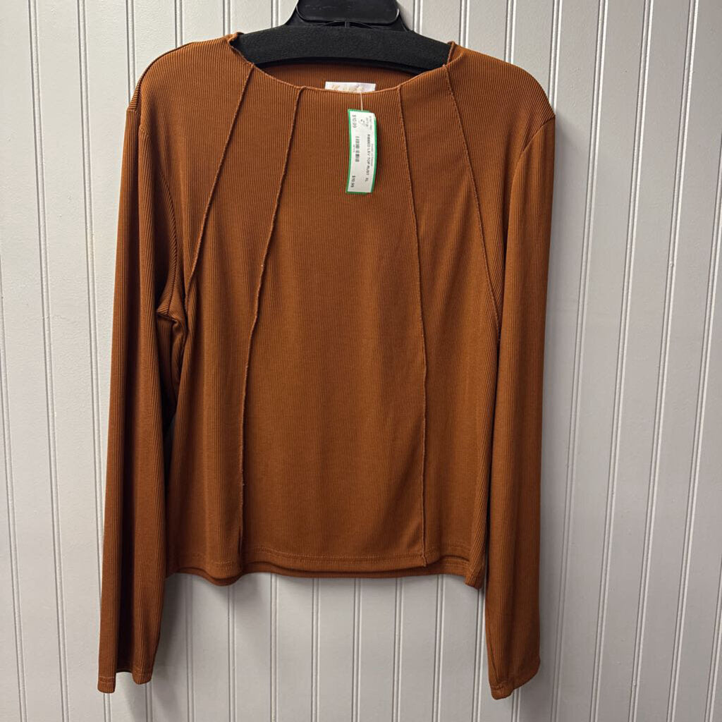 KIRUNDO,RIBBED LSV TOP,RUST ,XL