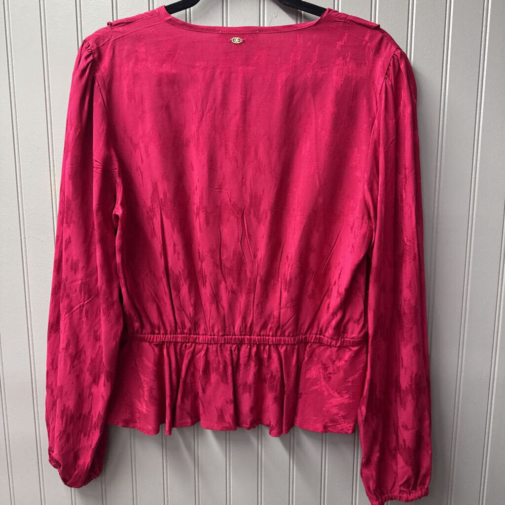 INTIMATELY,RUFFEL PATTERN TOP,hot pink ,L