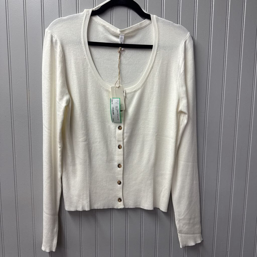 WISHLIST,NWT RIBBED BUTTON TOP,CREAM