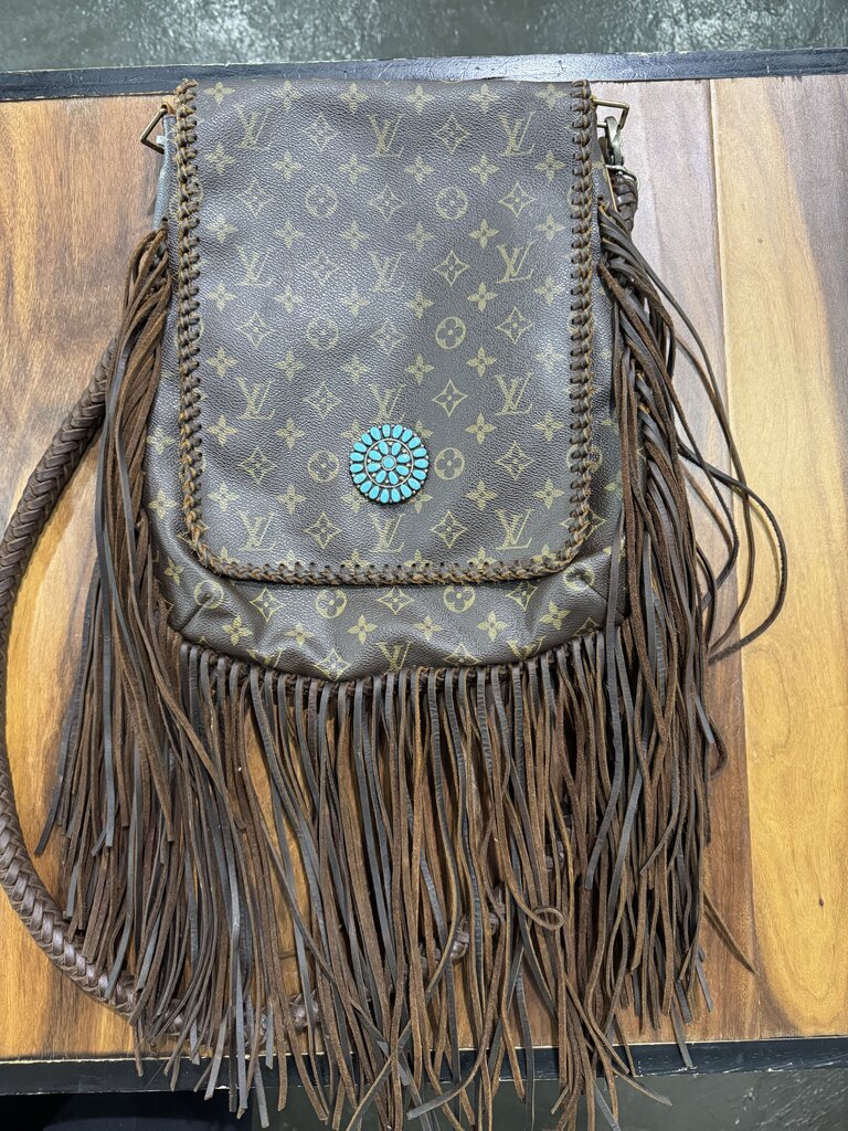 Louis Vuitton,AUTHENTIC LV BOHO FRINGED CROSSBODY ,BROWN & TURQUOISE