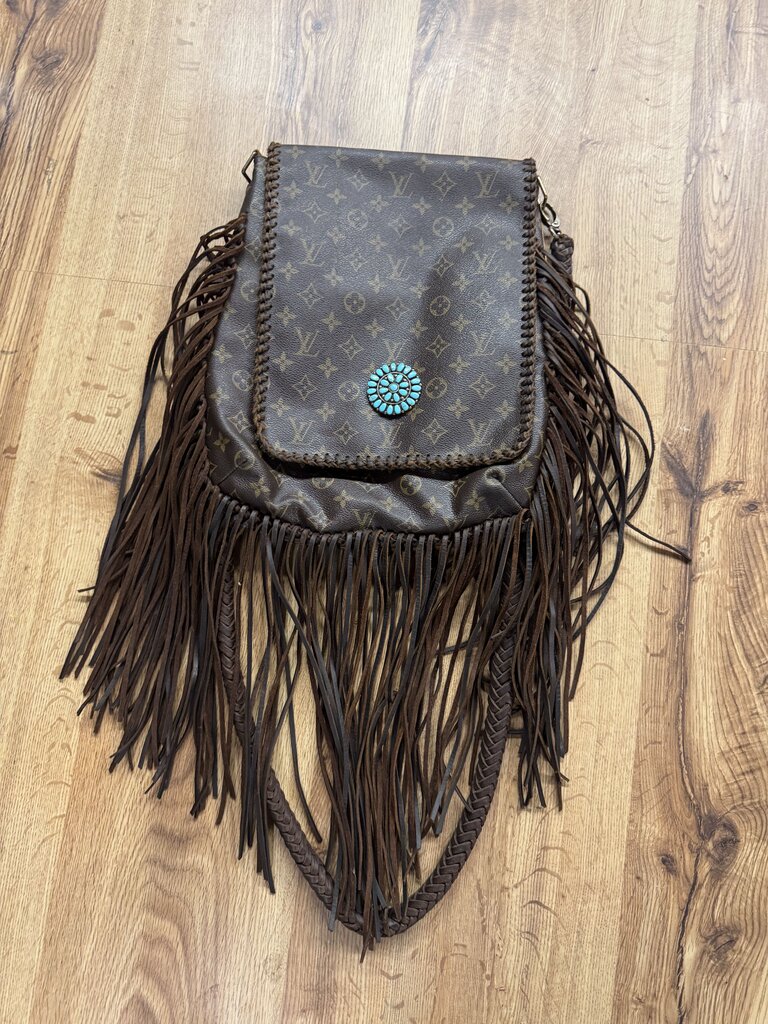 Louis Vuitton,AUTHENTIC LV BOHO FRINGED CROSSBODY ,BROWN & TURQUOISE