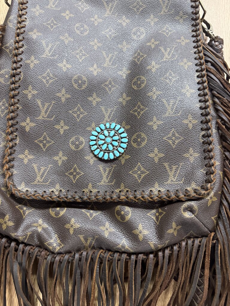 Louis Vuitton,AUTHENTIC LV BOHO FRINGED CROSSBODY ,BROWN & TURQUOISE