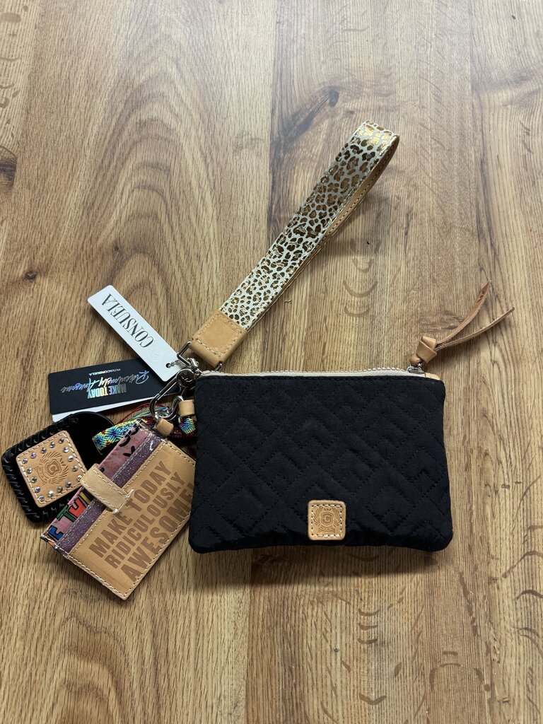 CONSUELA,NWT METALLIC WRISTLET RETAIL $125,BLK