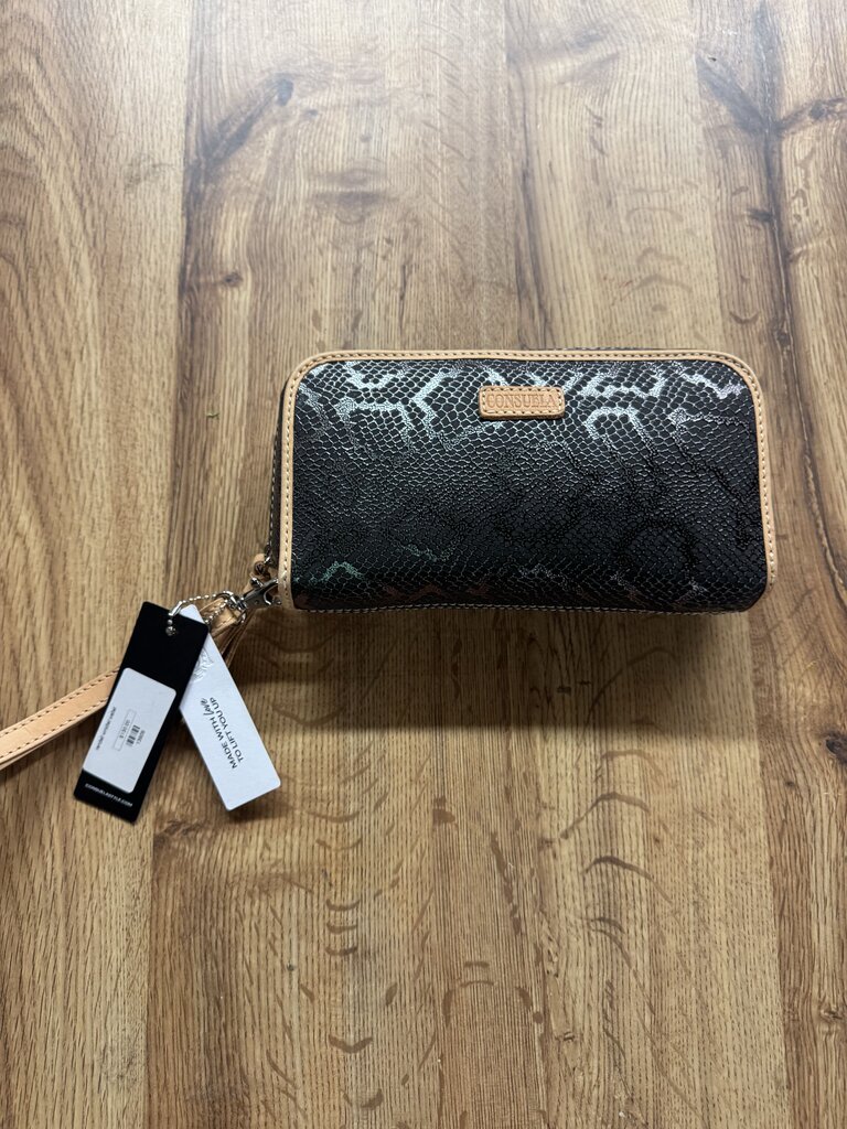 CONSUELA,NWT SNAKESKIN WALLET ,BLACK