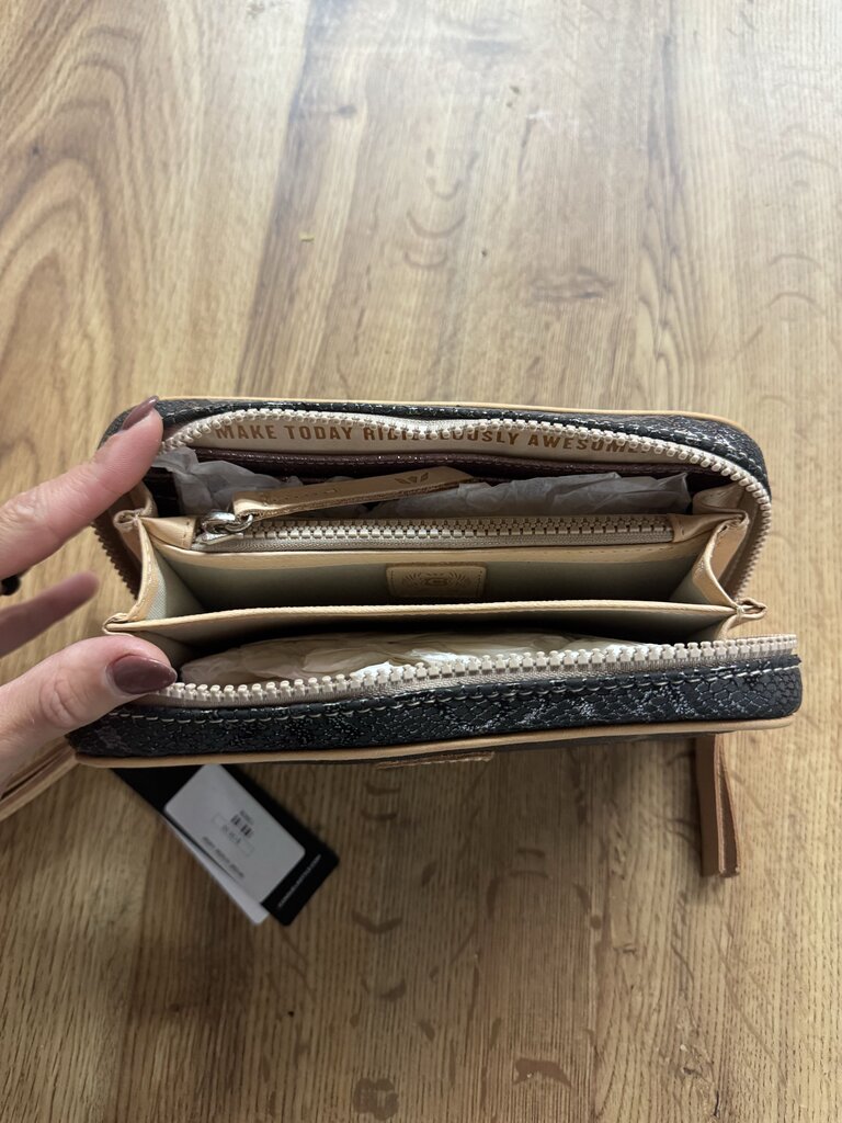 CONSUELA,NWT SNAKESKIN WALLET ,BLACK