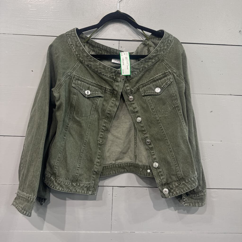 DENIM JACKET JACKET ,GRN ,L