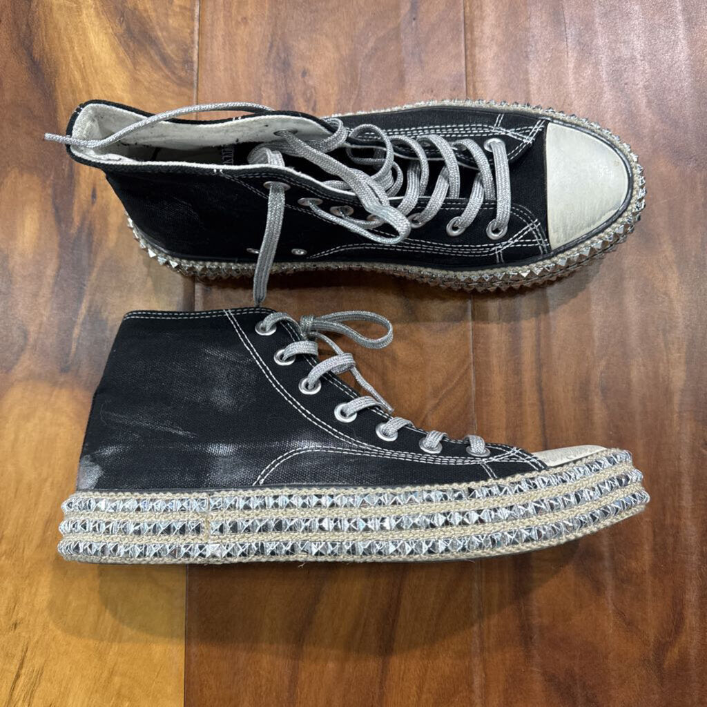 MIMI,STUD HIGHTOP SNEAKER ,BLK SILVER ,10