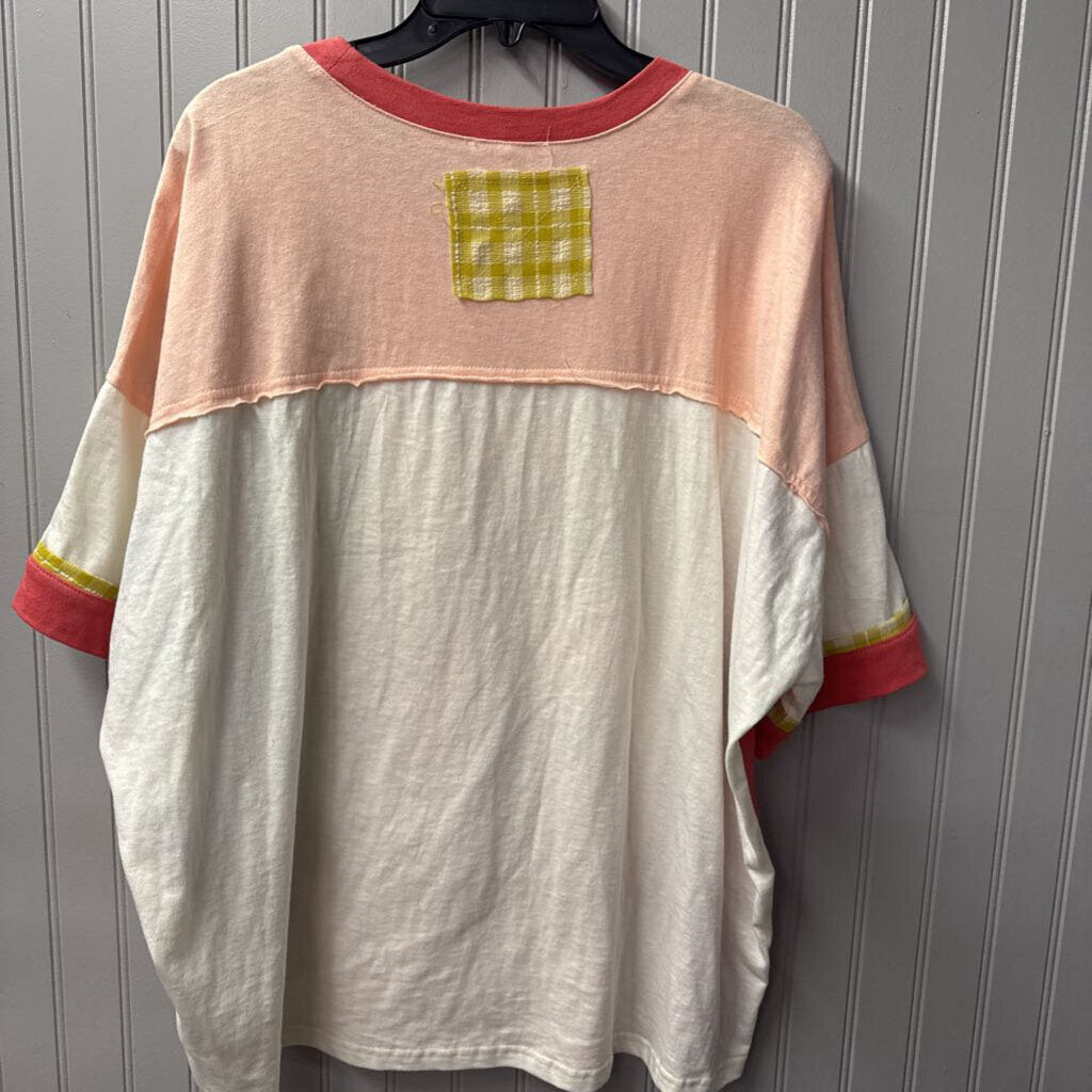 EASEL,FLOWER COLORBLOCK TOP ,MULTI,M