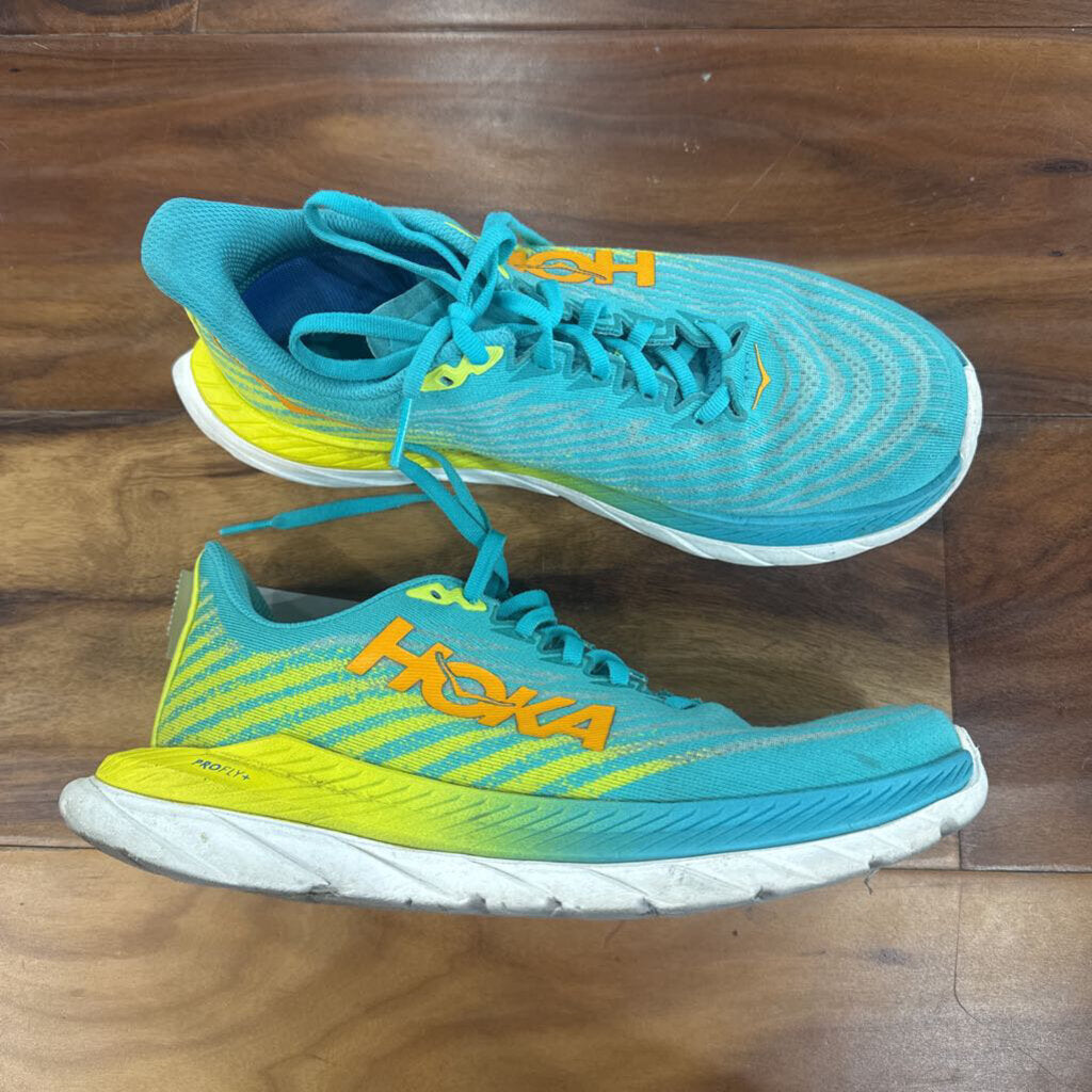 HOKA,HOKA SNEAKER ,TEAL ORG YEL ,7.5