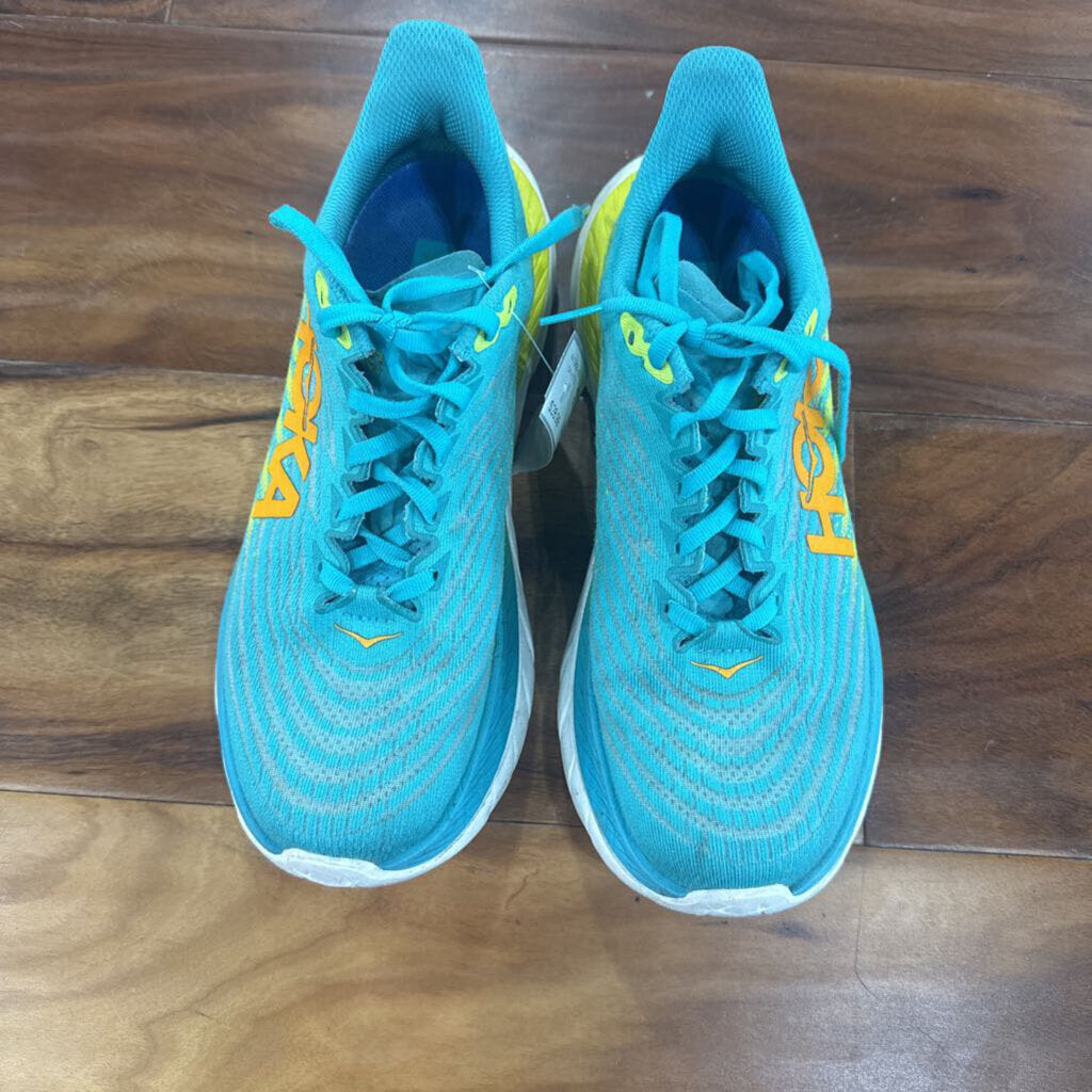 HOKA,HOKA SNEAKER ,TEAL ORG YEL ,7.5