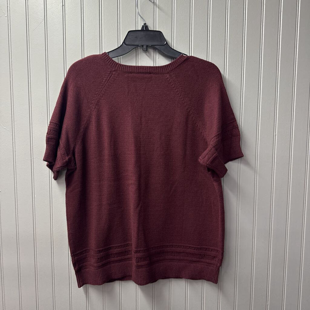 LANE BRYANT,NWT V NECK SHORT SLEEVED SWEATER,BURGANDY,14/16