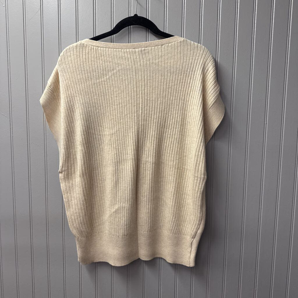 ANN TAYLOR,NWT RIBBED SLEEVELESS SWEATER,CREAM,XL