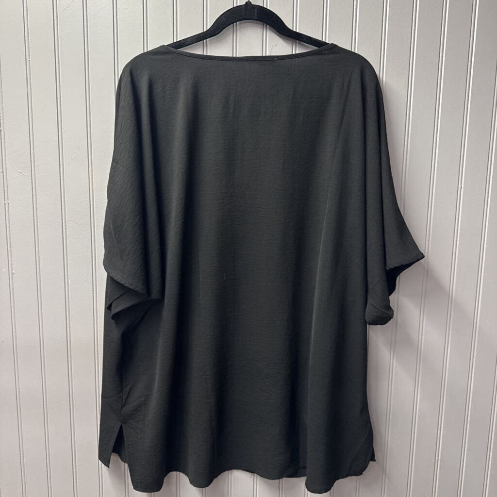 ODDY,V NECK POCKET BASIC TOP ,BLACK,XL
