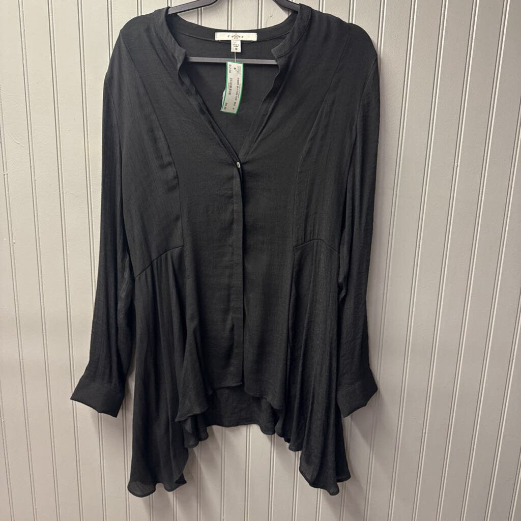 LAUREN MICHELLE,SHEER BUTTON TOP ,BLK ,M