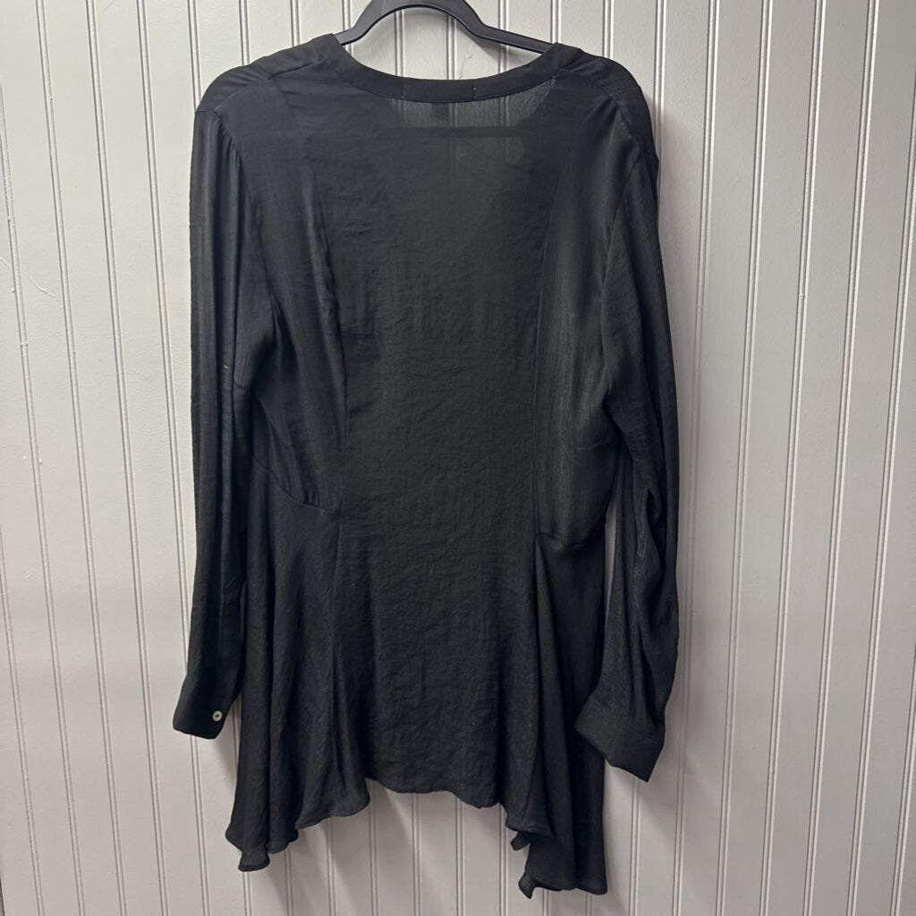 LAUREN MICHELLE,SHEER BUTTON TOP ,BLK ,M