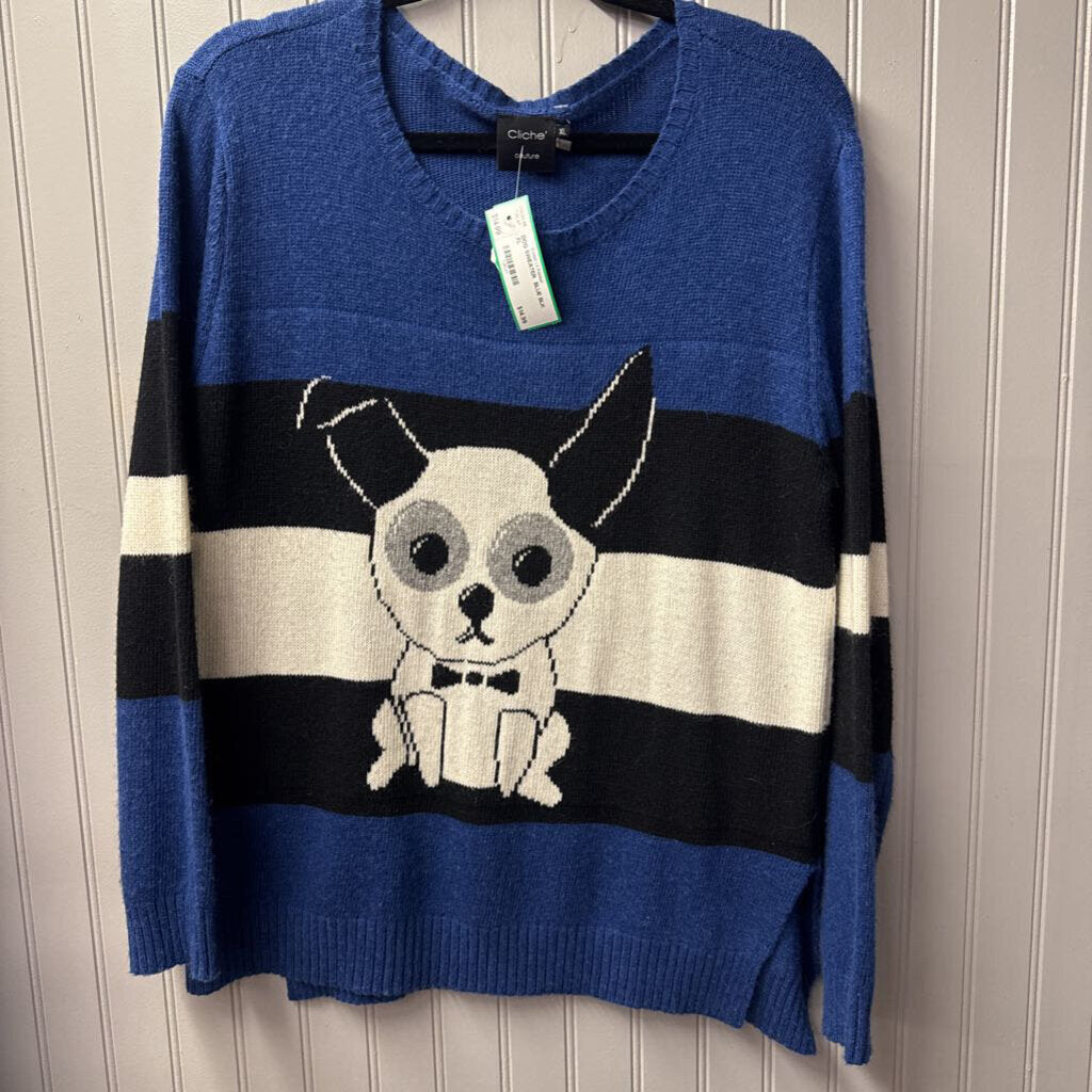 DOG SWEATER ,BLUE BLK ,XL