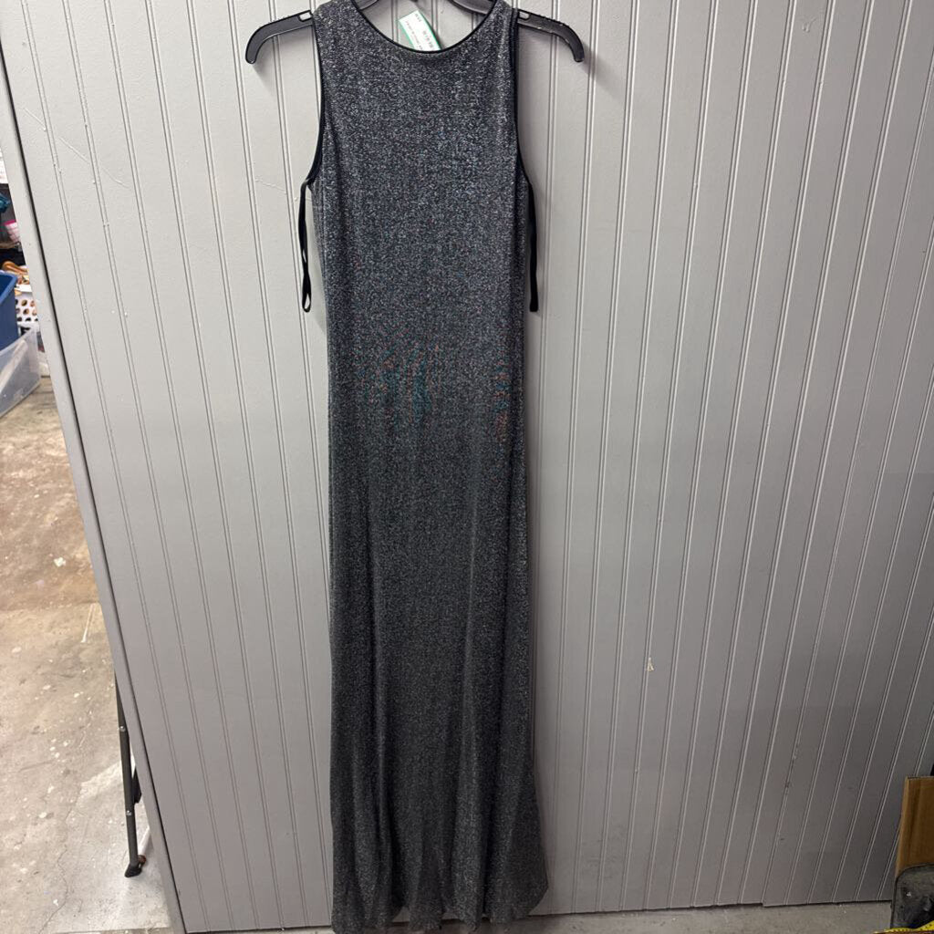 SHIMMER DRESS,SILVER BLK ,6