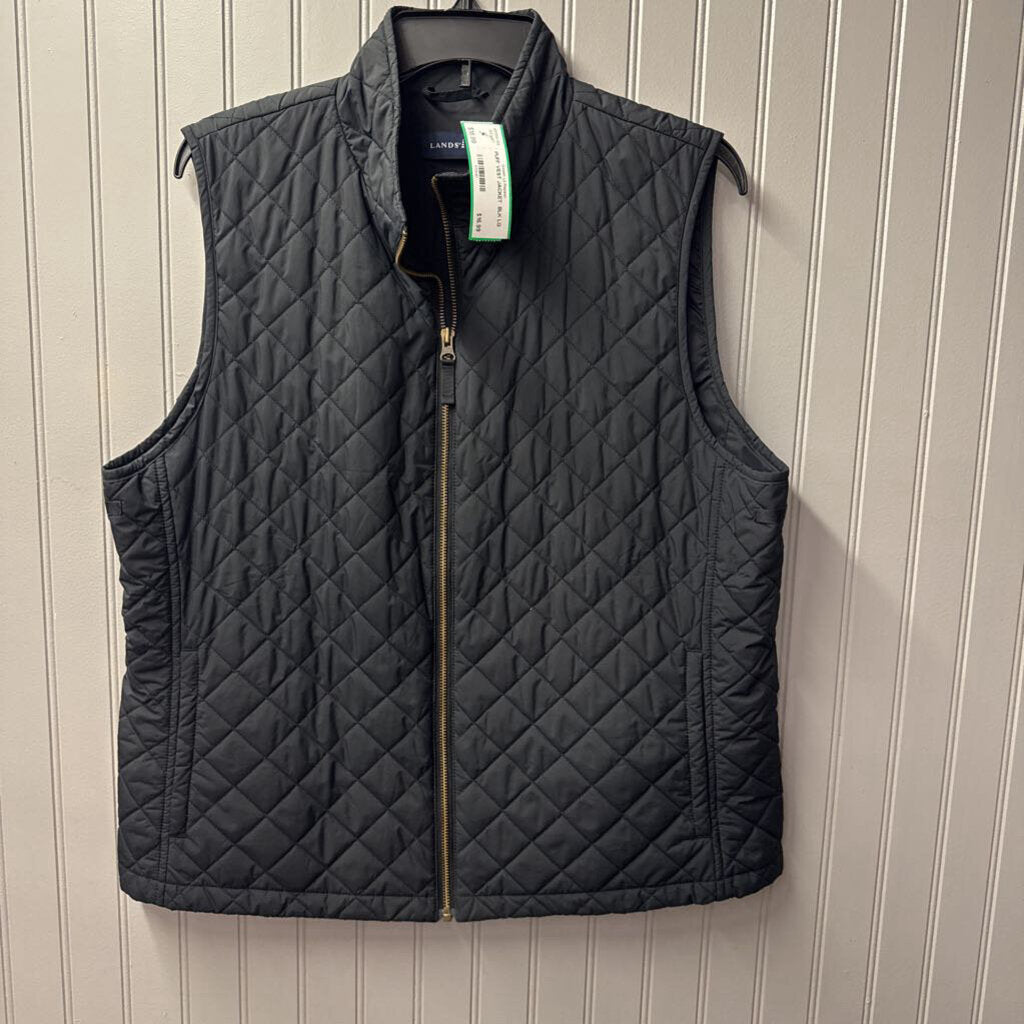 LANDS END,PUFF VEST JACKET ,BLK,LG