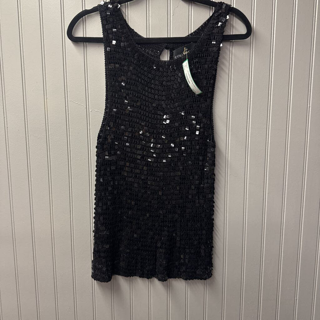 JS COLLECTION,SPANGLED TOP,BLACK,L