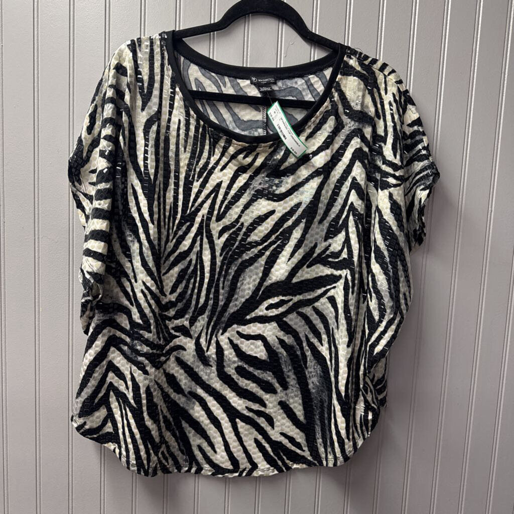 NEW DIRECTION,SPANGLED TOP,CREAM/BLK,L