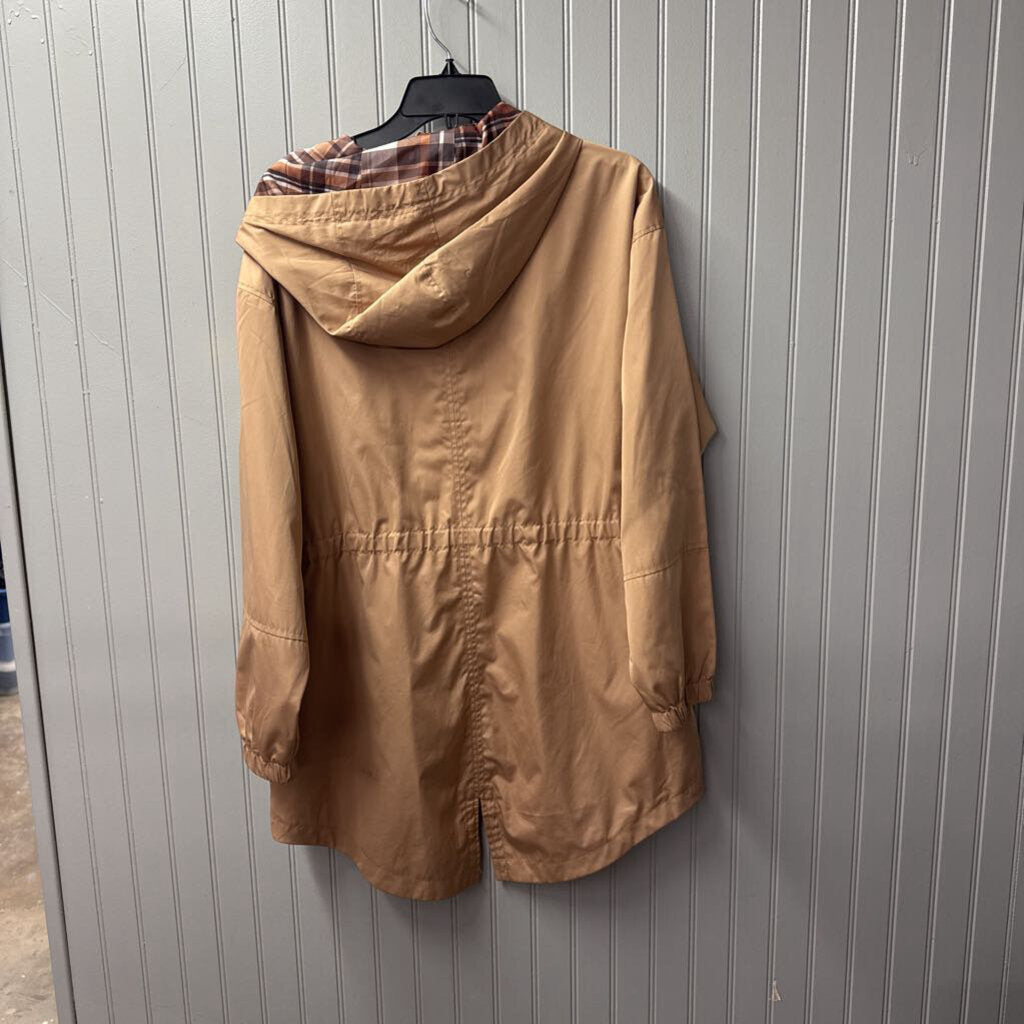 TIME AND TRU,HOODED RAINCOAT,TAN,L