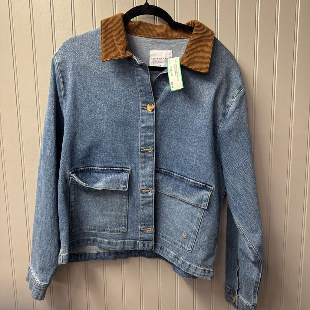 CELEBRITY PINK,DENIM JACKET BROWN COLOR,DENIM,M