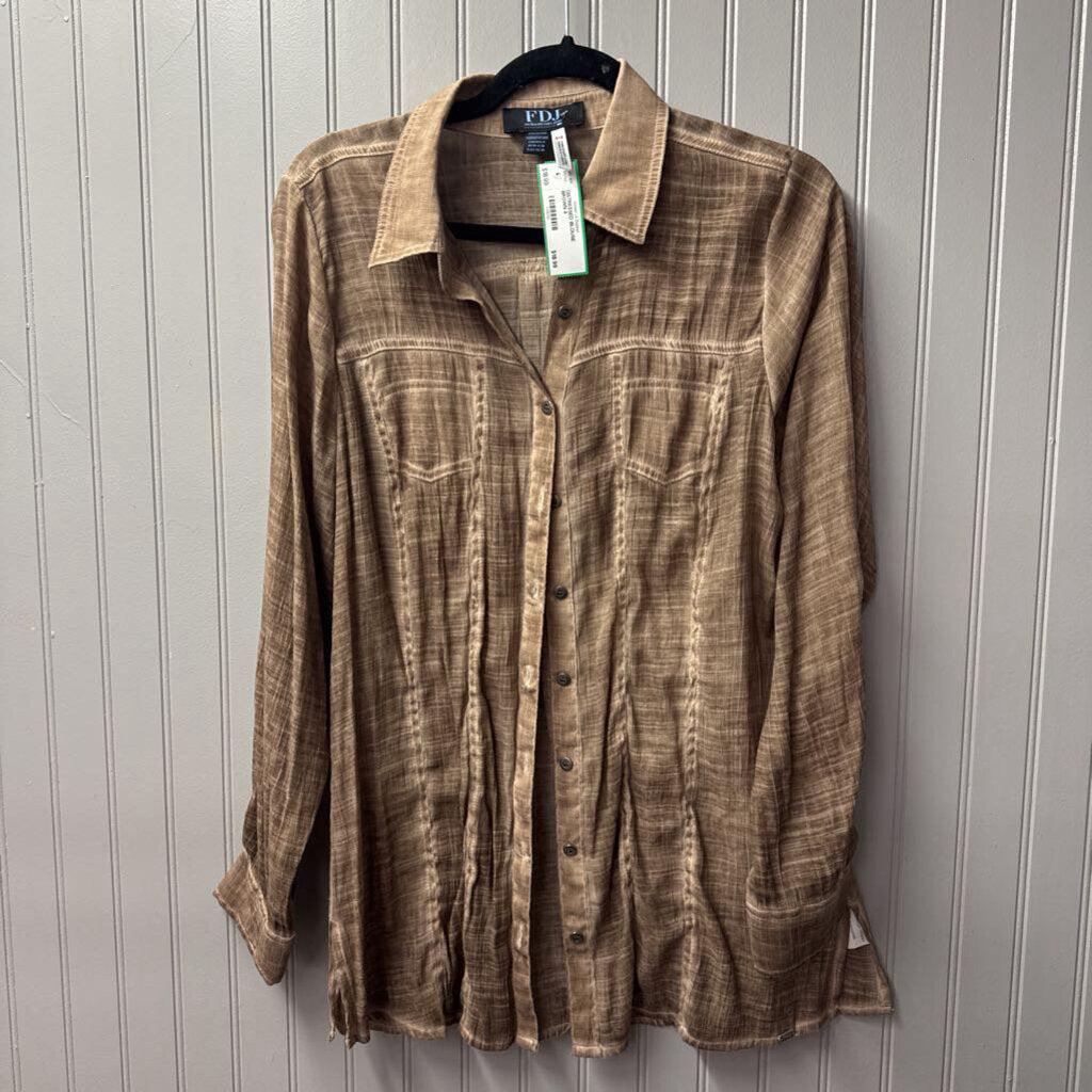 FDJ,DISTRESSED BLOUSE,BROWN,8