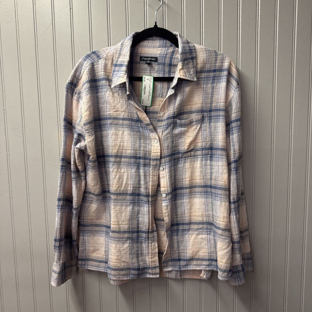 FLAG & ANTHEM,PLAID LS SHIRT,BLUE ,M