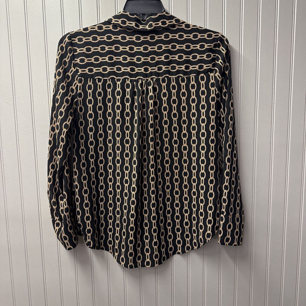 WORTHINGTON,SHEER PATTERNED TOP ,BLK GOL,M