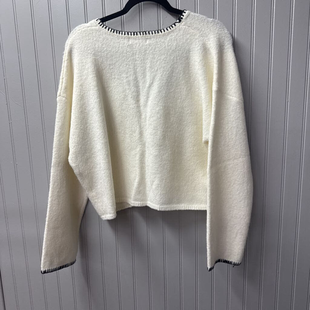 STUDIO,POCKET OS SWEATER,WHT BLK ,S