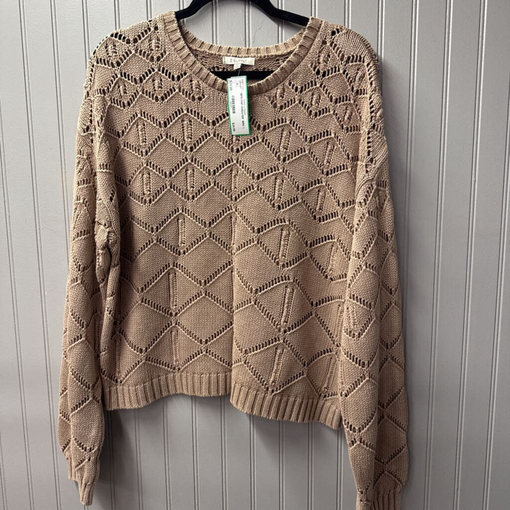 Z SUPPLY,NEW KNIT SWEATER ,BRN ,L