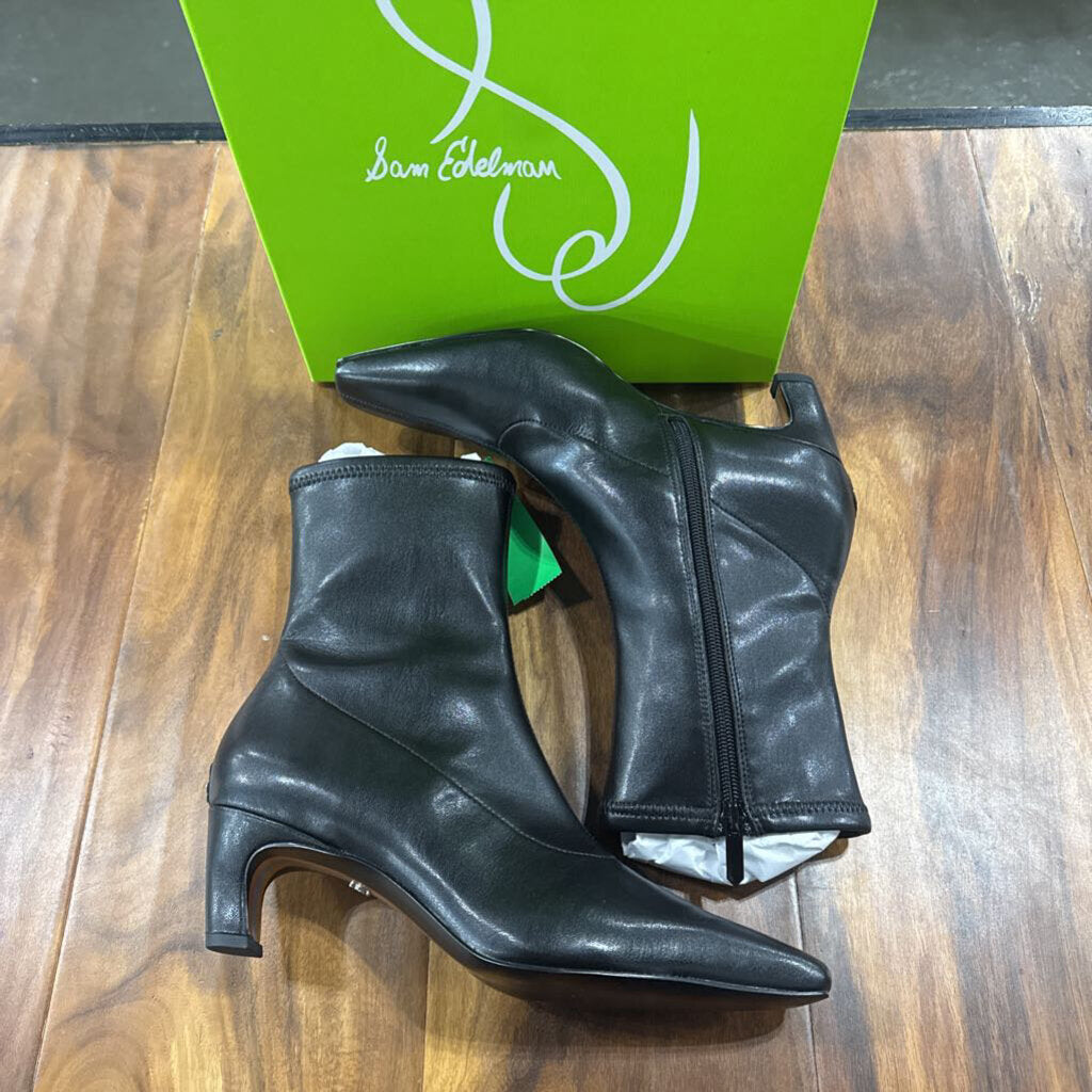 SAM EDELMAM, NWT ZIP HEEL BOOT,BLK,8