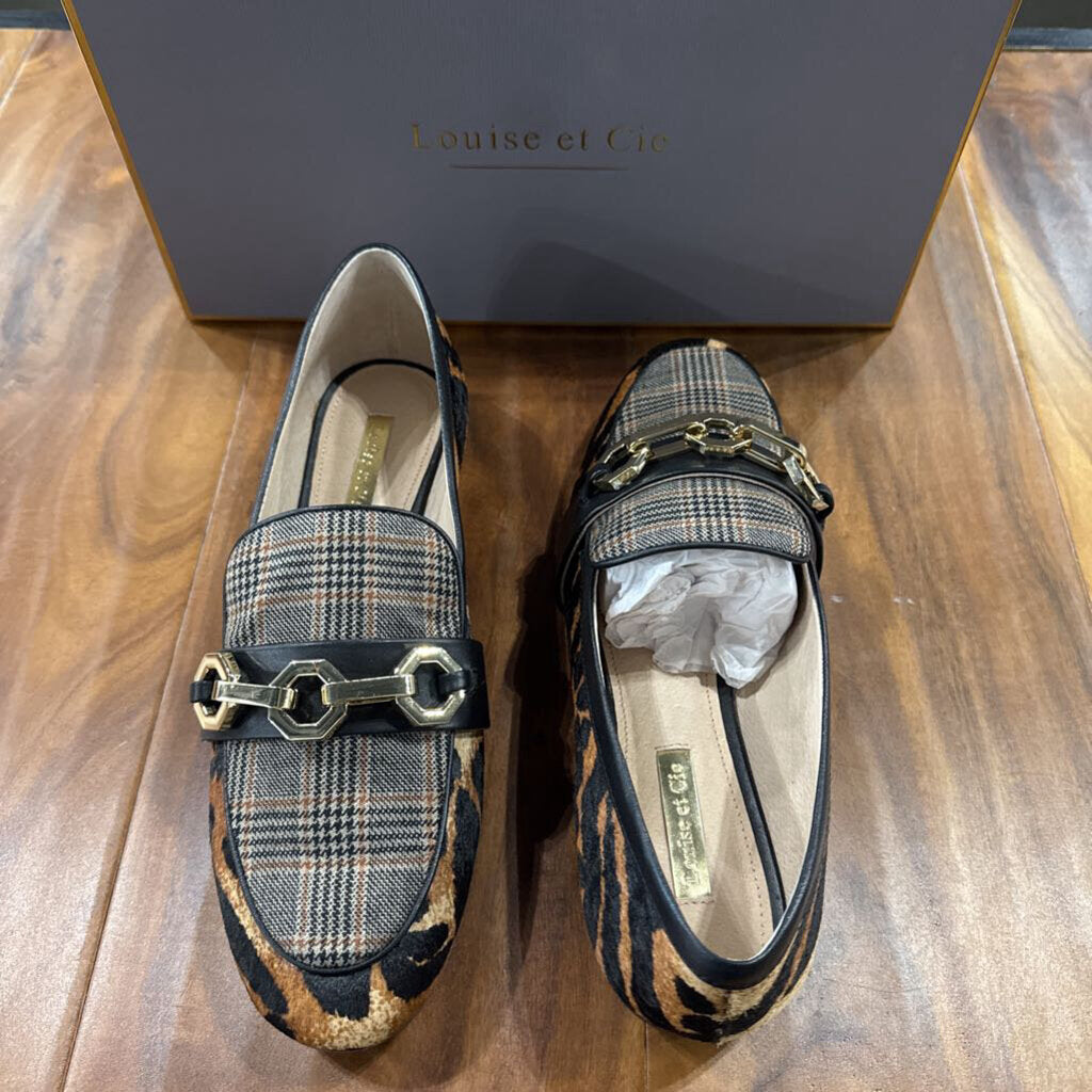 LOUISE ET CIE,LEOP/PLAID LOAFER,LEOPARD ,8.5