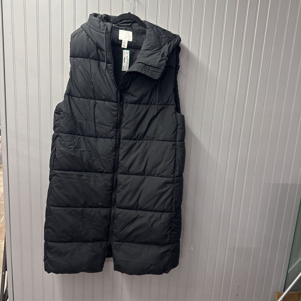 LONG PUFF VEST JACKET ,BLK,L