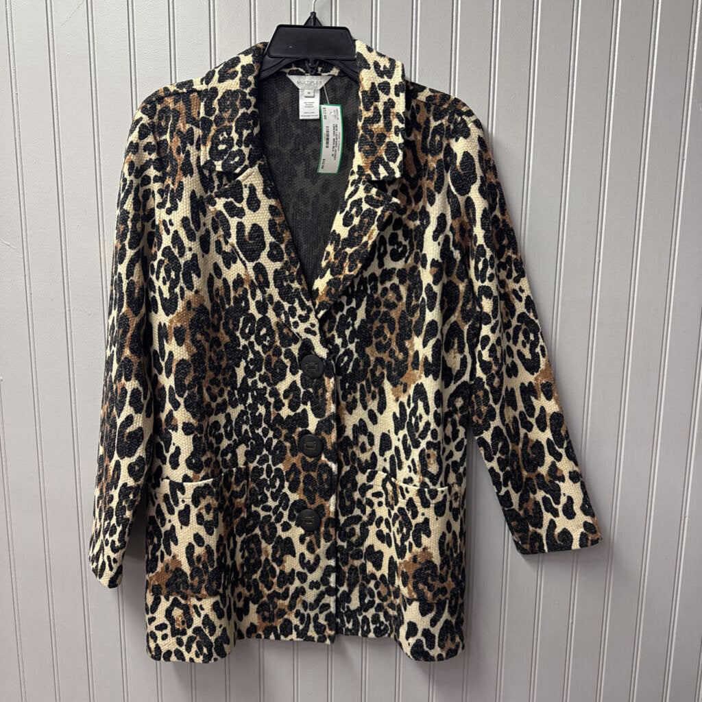 NEW LEOPARD JACKET KIMONO ,BRN BLK ,M