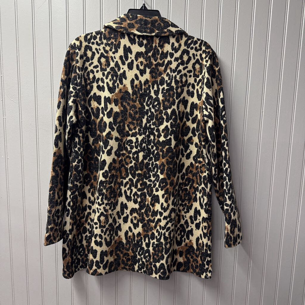 NEW LEOPARD JACKET KIMONO ,BRN BLK ,M