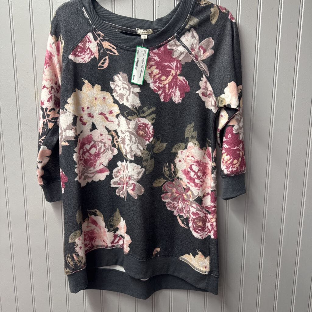 EYESHADOW,FLORAL TOP ,GRY PINK,L