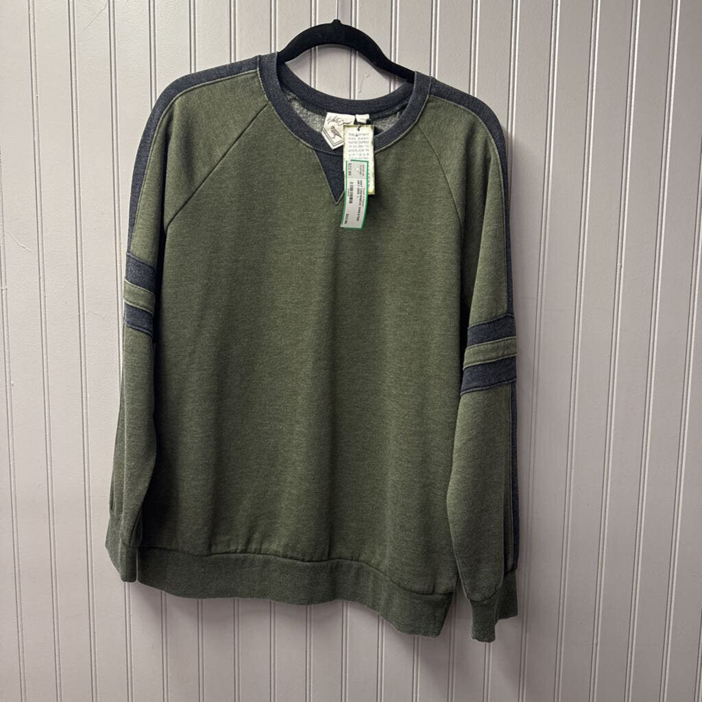 WHITE CROW,NWT CREWNECK SWEATER ,GRY GRN ,L