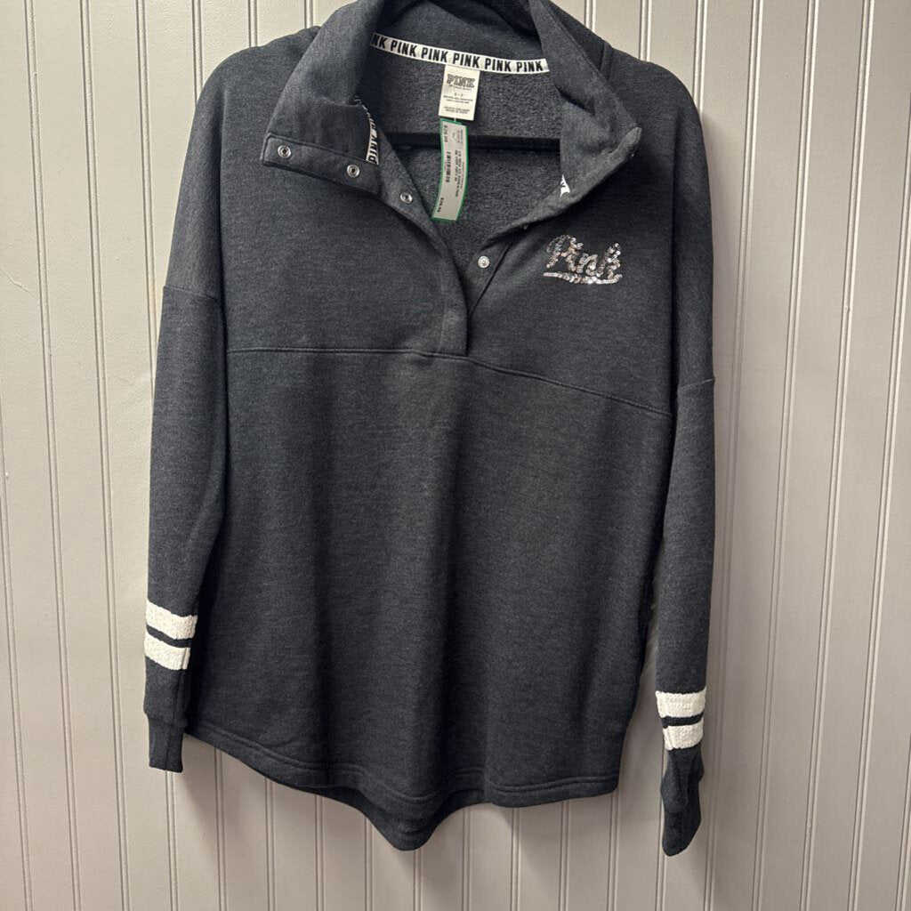 VICTORIA SECRET,VS SEQ 1/2 SWEATER ,SILVER GRY,S
