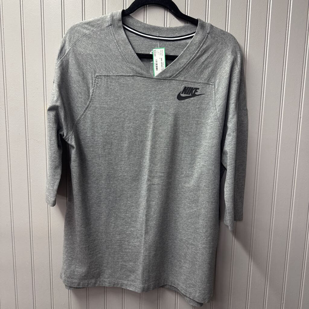 NIKE,NIKE JERSEY TOP ,GRY BLK,L