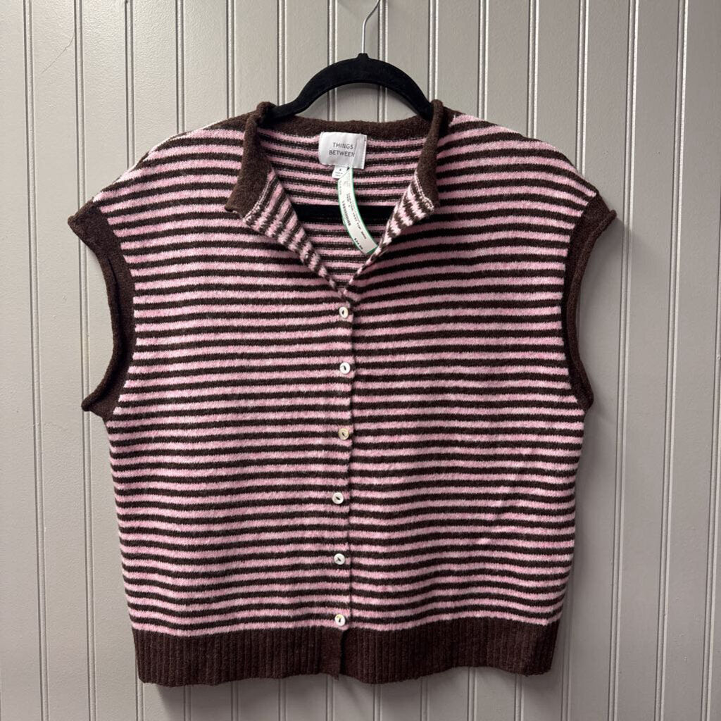 THINGS BETWEEN,SWEATER VEST TOP ,BRN PINK ,S