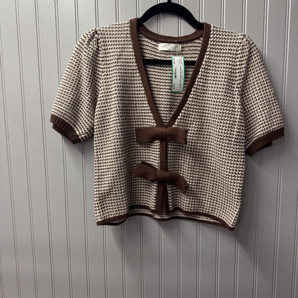 SWEATER BOW TOP ,BRN ,S