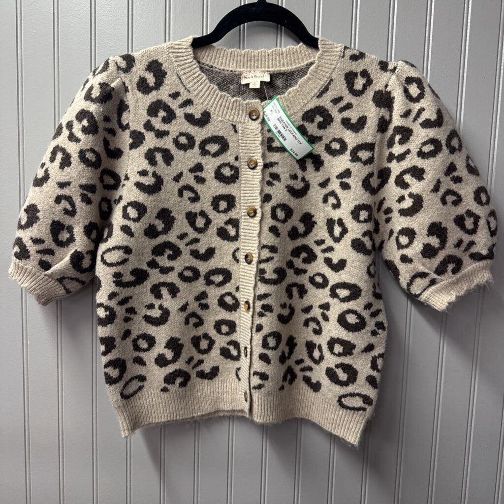HEM &THREAD,SWEATER LEOPARD TOP ,BRN TAN,S
