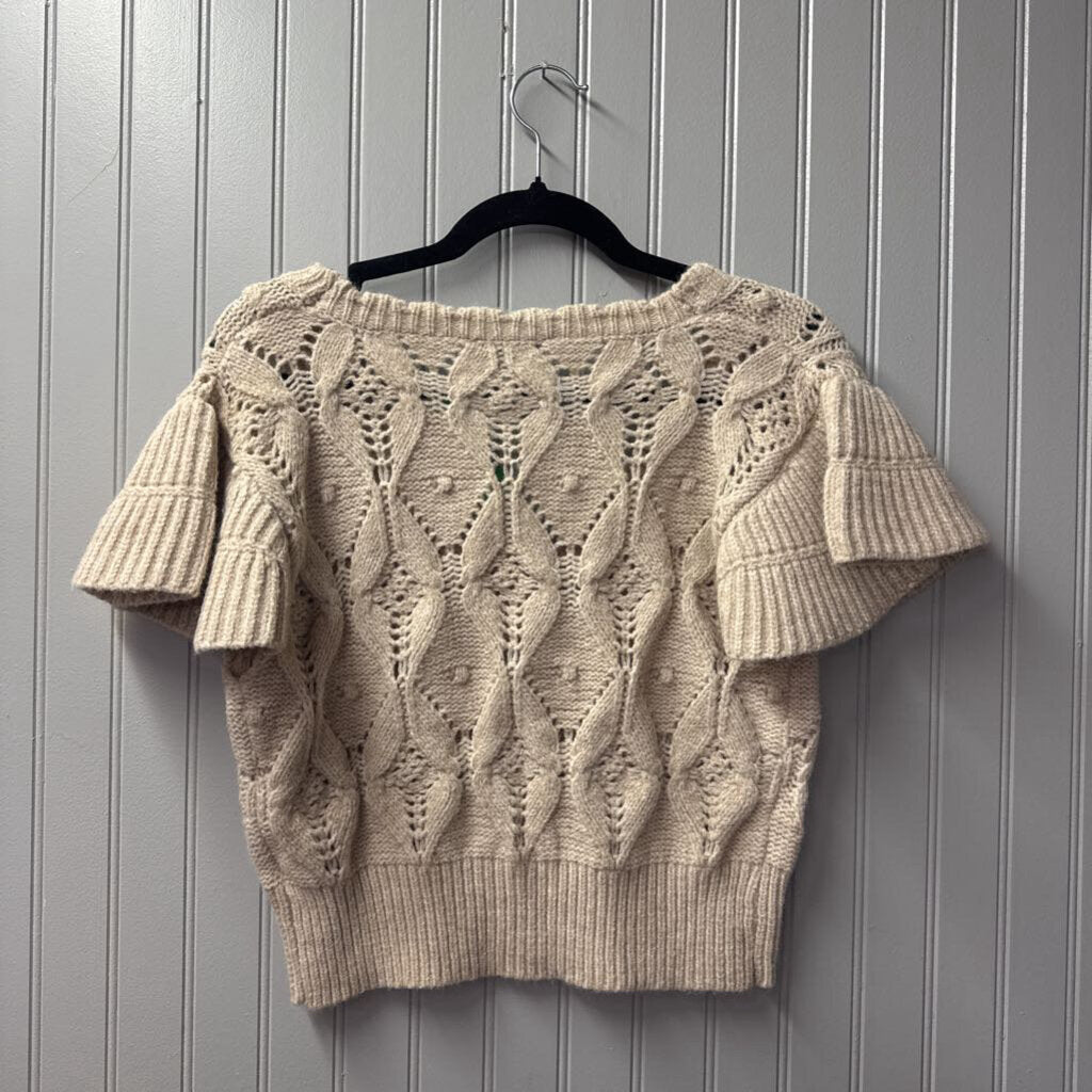 HEM &THREAD,SWEATER VEST TOP ,BLUE WHT,S